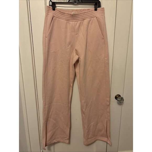 Pact Courtside Fleece Split Ankle Wide Leg Sweatpants Blush Posey Women's M NWT - Picture 1 of 7